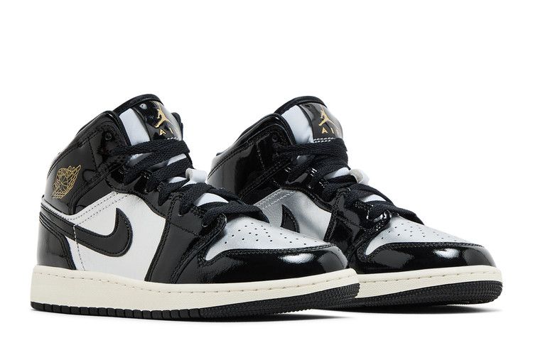 Air Jordan 1 Mid SE Gs Black Metallic Silver