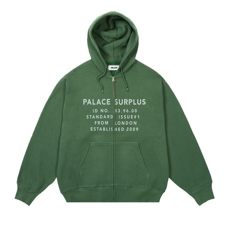 Buy Palace Stamp Waffle Zip Hood 'Racey Green' - P28CS104 | GOAT