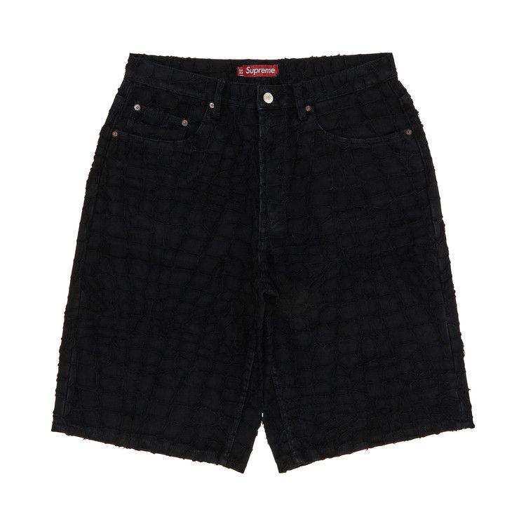 Buy Supreme Frayed Croc Baggy Denim Short 'Black' - SS25SH25