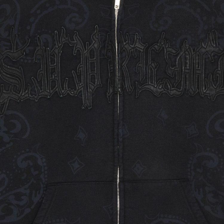 Buy Supreme Leather Appliqué Zip Up Hooded Sweatshirt 'Black