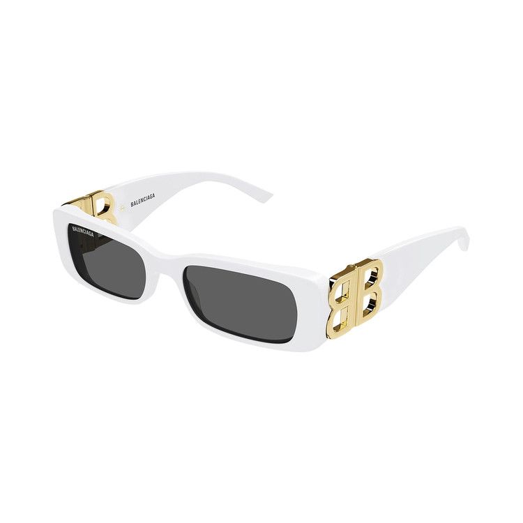 Balenciaga Rectangular Sunglasses White/Gold