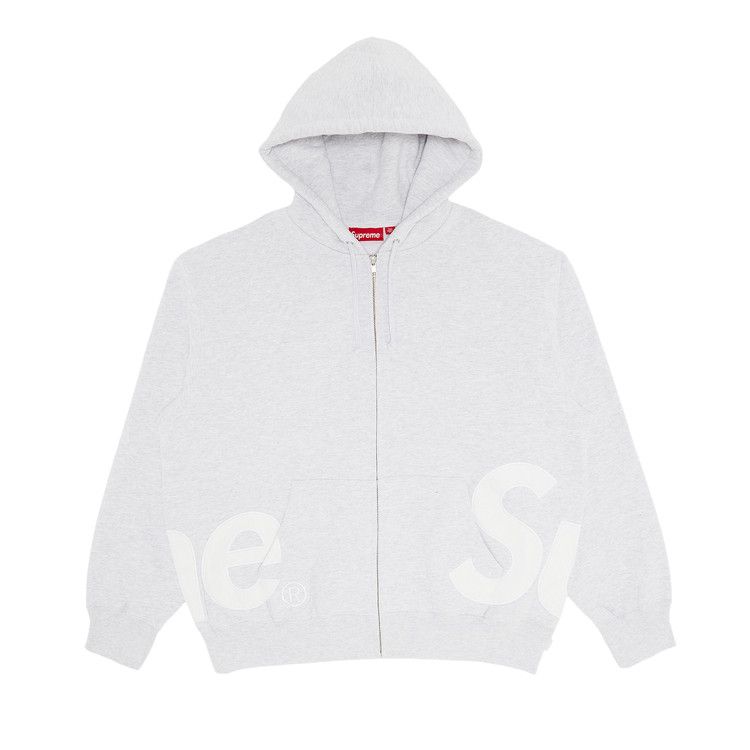 Buy Supreme Big Logo Zip Up Hooded Sweatshirt 'Ash Grey