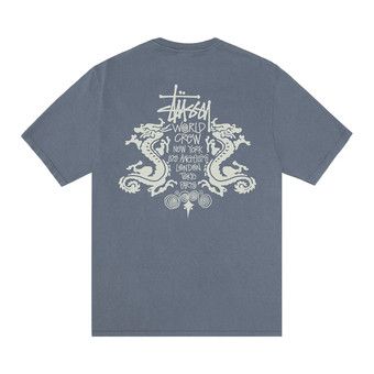 Buy Stussy Double Dragon Tee Pigment Dyed 'Navy' - 1905113 NAVY | GOAT