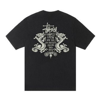 Buy Stussy Double Dragon Tee Pigment Dyed 'Black' - 1905113