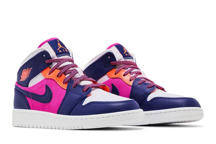 Air Jordan 1 Mid Gs Regency Purple Fire Pink