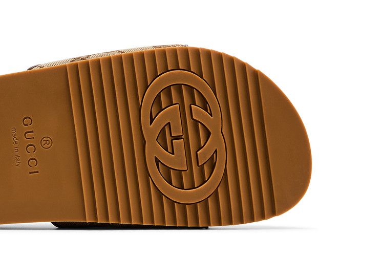 Gucci Gg Canvas Slide Sandal Beige Monogram