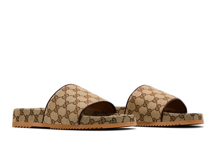 Gucci Gg Canvas Slide Sandal Beige Monogram