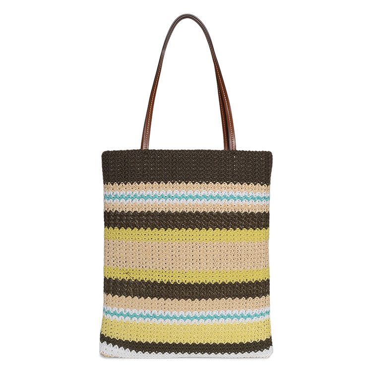 Miu Miu Raffia-Effect Woven Tote Bag 'tundra/Lemon Yellow/Natural'