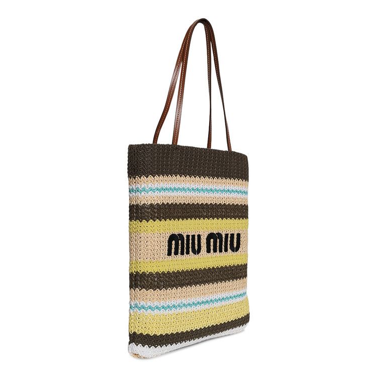 Miu Miu Raffia-Effect Woven Tote Bag 'tundra/Lemon Yellow/Natural'