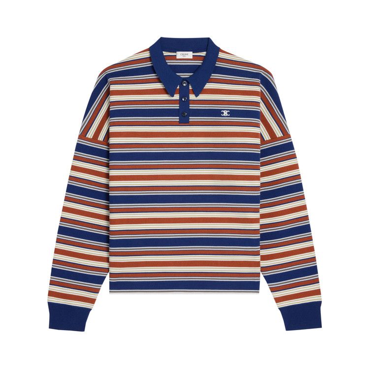 CELINE Triomphe Loose Striped Polo 'Navy/Orange/Ecru' — foto 2