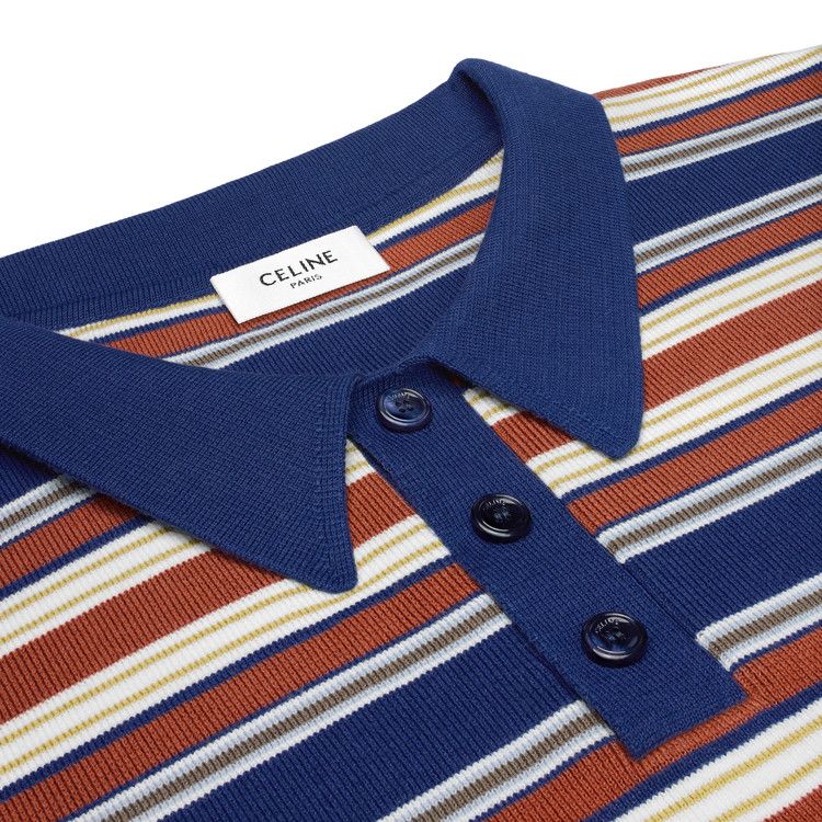 CELINE Triomphe Loose Striped Polo 'Navy/Orange/Ecru' — foto 4