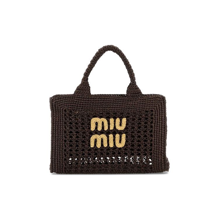 Buy Miu Miu Raffia-Effect Woven Handbag 'Cacao/Natural' - 5BA219