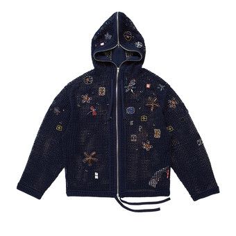 Buy Kenzo L-Elevated Crochet Embellished Full Zip Hoodie 'Navy