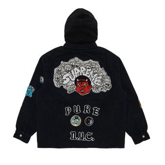 Buy Supreme Patches Hooded Zip Up Shirt 'Black' - SS25S30