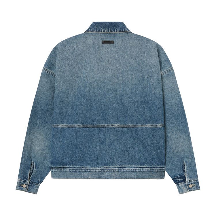Fear Of God Essentials Denim Trucker Jacket 'classic Blue'