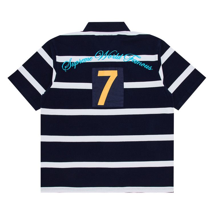 Buy Supreme Cursive Polo 'Navy Stripe' - SS25KN91 NAVY