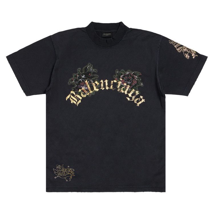 Buy Balenciaga Tacky Tattoo T-Shirt 'Washed Black' - 809122