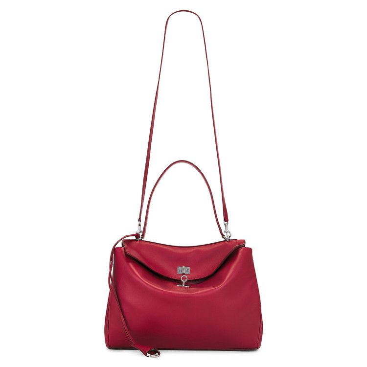 Balenciaga Rodeo Leather Shoulder Bag Cherry Red