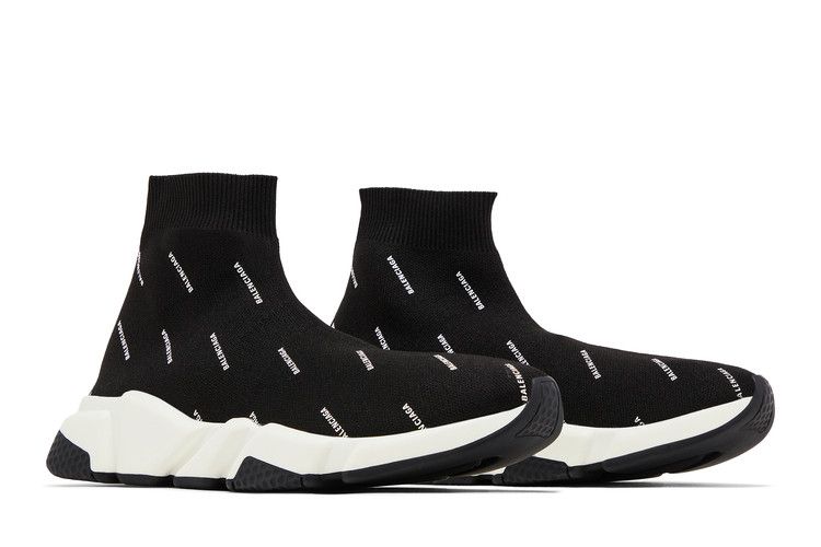Balenciaga Speed Trainer Logo Print Black White 2020 (Women's)