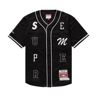 Buy Supreme x Mitchell & Ness Patchwork Baseball Jersey 'Black