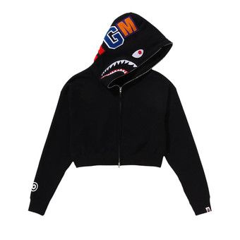 Buy BAPE Shark Cropped Full Zip Hoodie 'Black' - 1L80 215 011