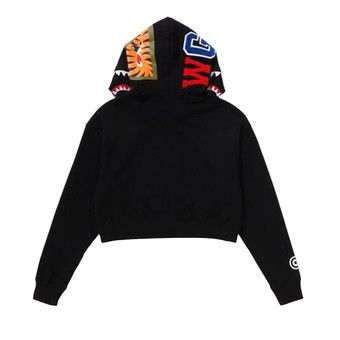 Buy BAPE Shark Cropped Full Zip Hoodie 'Black' - 1L80 215 011