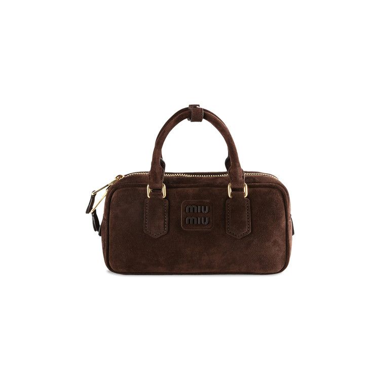 Miu Miu Arcadie Padded Suede Top Handle Bag 'moro'