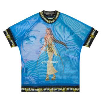 Buy Ottolinger Oversized Mesh T-Shirt 'Julien Ceccaldi Print