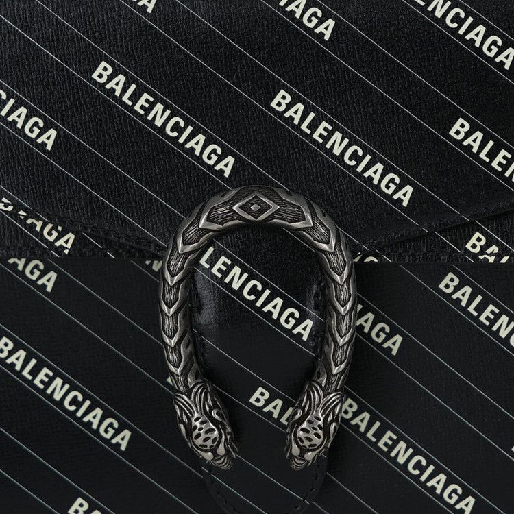 Gucci X Balenciaga Logo Print Dionysus Shoulder Bag Black