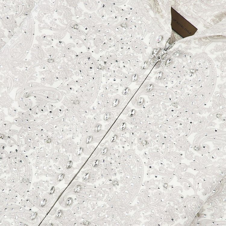 Birth Of Royal Child Cashew Blossom Pearl Zipper Hoodie 'white'