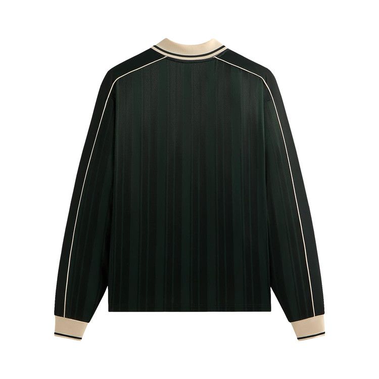 Kith Pinstripe Tricot Panelled Long-Sleeve Tap In Polo 'stadium'