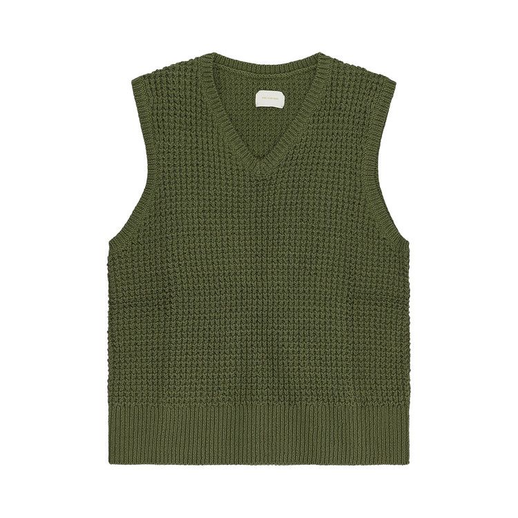Aimé Leon Dore Waffle V-Neck Sweater Vest Capulet Olive