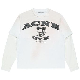 Buy Acne Studios Layered Long-Sleeve Logo T-Shirt 'Dusty White