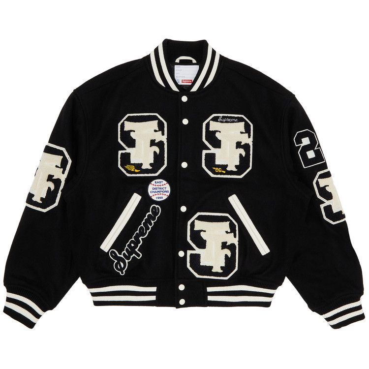 Buy Supreme Drill Team Varsity Jacket 'Black' - FW25J48