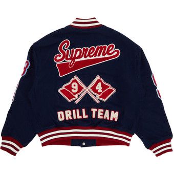 Buy Supreme Drill Team Varsity Jacket 'Navy' - FW25J48 NAVY | GOAT
