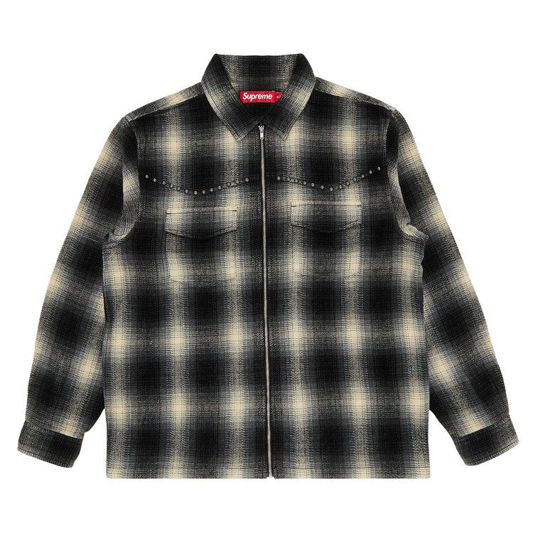 Studded Shadow Plaid Zip Up Shirt L ネイビー Fall/Winter 2025 Preview – Supreme