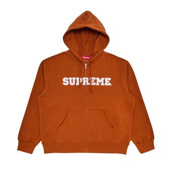 Buy Supreme Collegiate Appliqué Zip Up Hooded Sweatshirt 'Rust