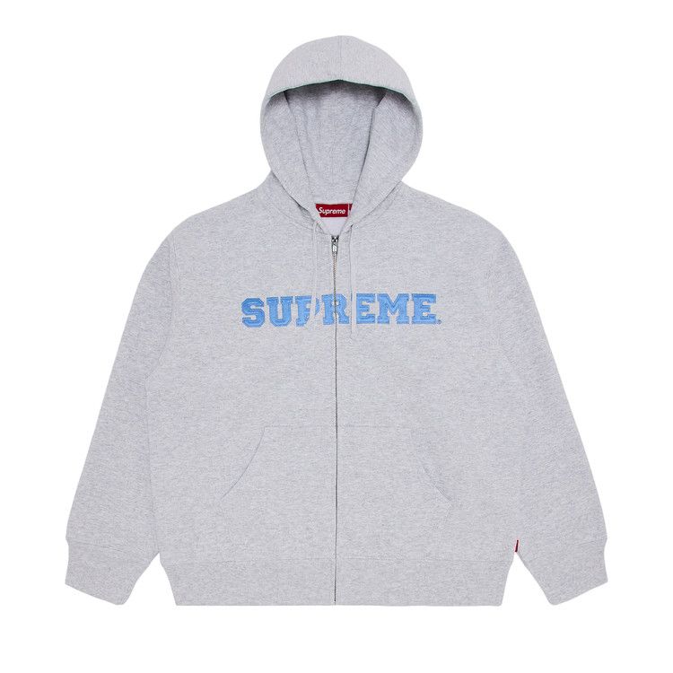 Buy Supreme Collegiate Appliqué Zip Up Hooded Sweatshirt 'Ash Grey