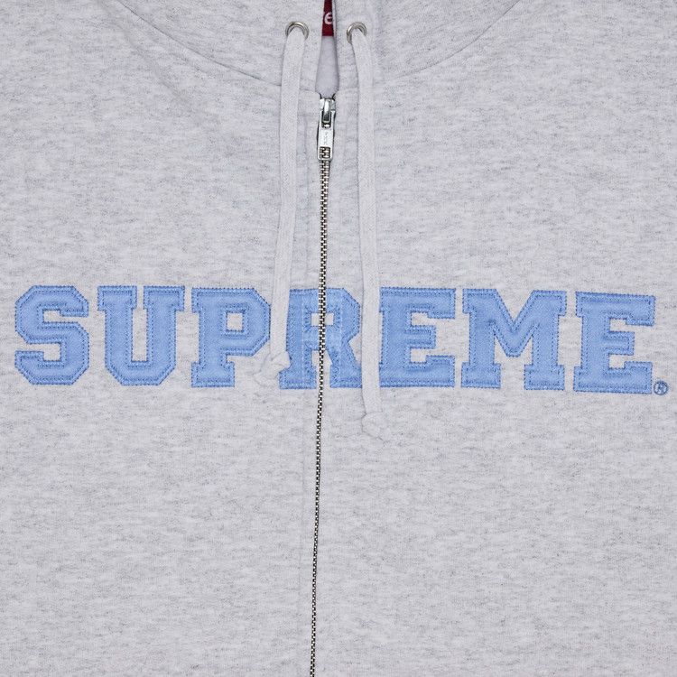 トップス Collegiate Applique Zip Up Hooded gray Buy Supreme Collegiate Appliqué Zip Up Hooded Sweatshirt 'Ash Grey