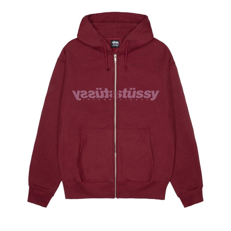 Stussy Mirror Zip Hoodie Wine
