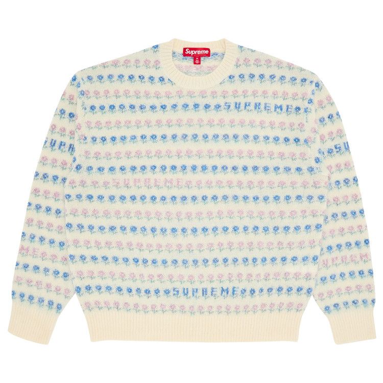 Buy Supreme Flowers Metallic Sweater 'Ivory' - FW25SK10 IVORY | GOAT