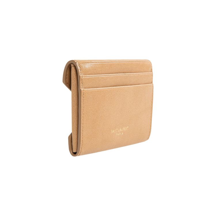 Saint Laurent Letter Card Case Natural Tan