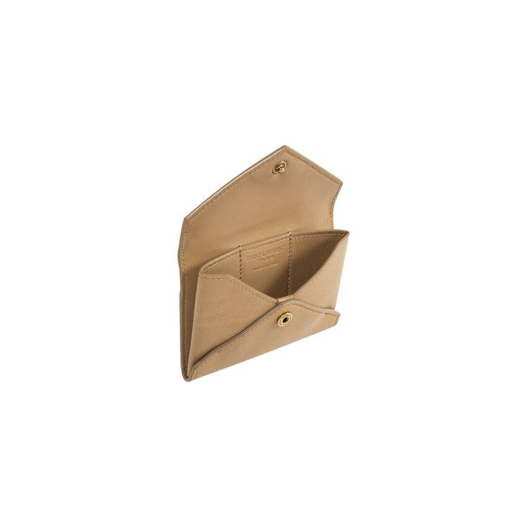 Saint Laurent Letter Card Case Natural Tan