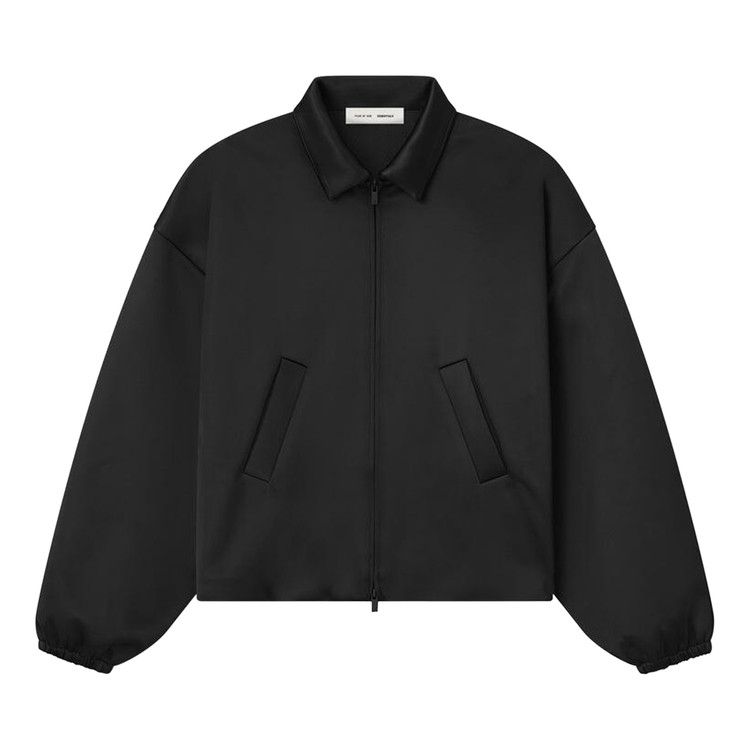 Buy Fear of God Essentials Bonded Satin Zip-Up Bomber Jacket 'Jet