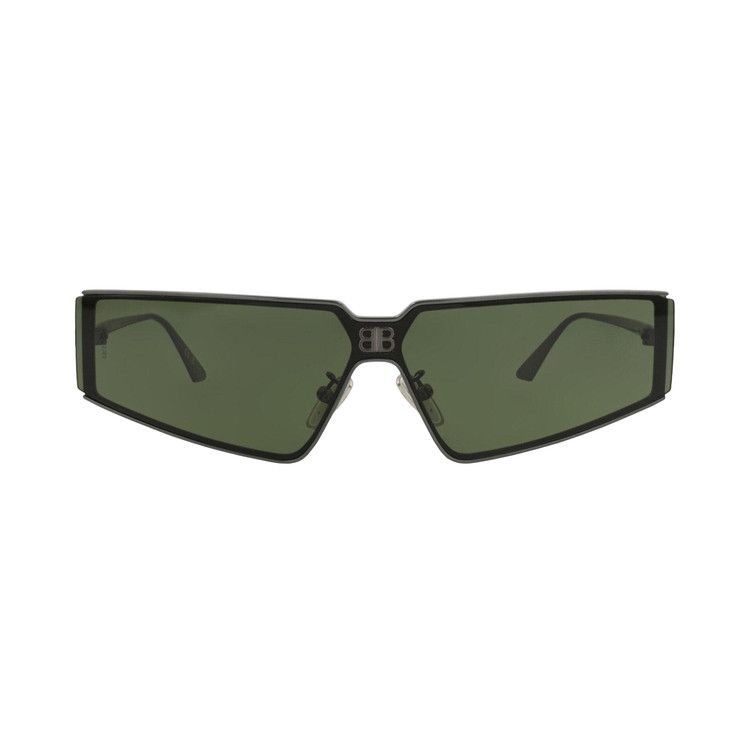 Balenciaga Square-Frame Metal Sunglasses Ruthenium Green