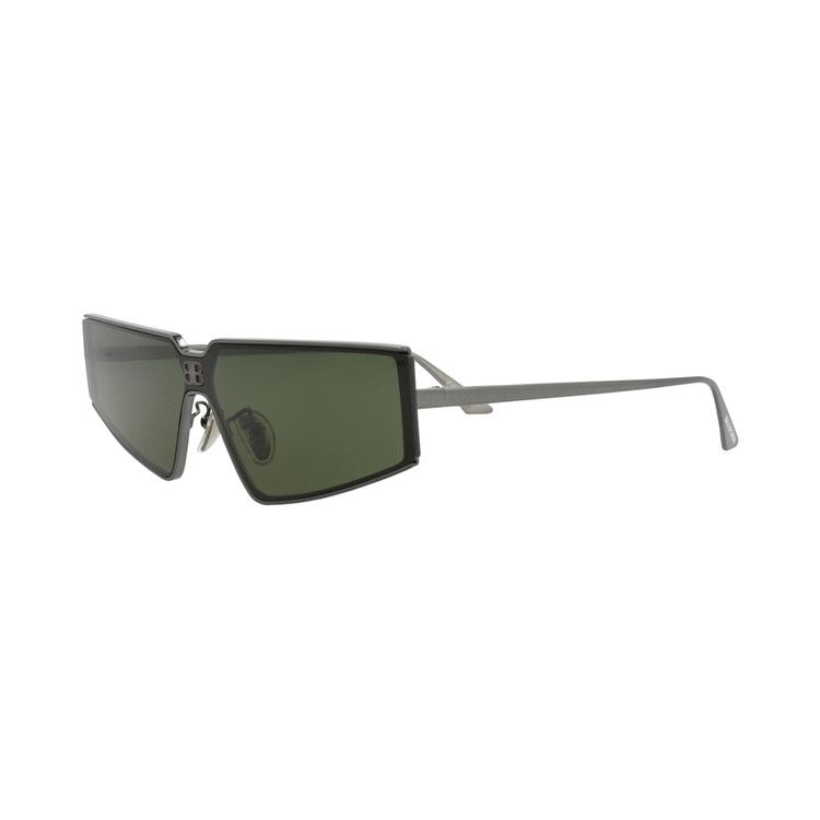 Balenciaga Square-Frame Metal Sunglasses Ruthenium Green
