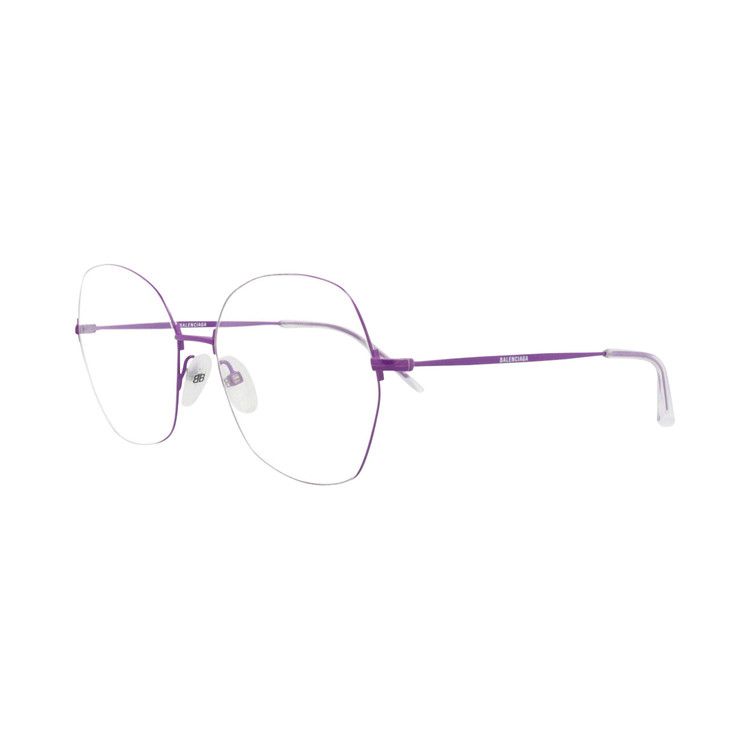 Balenciaga Round-Frame Metal Optical Frames Violet Transparent