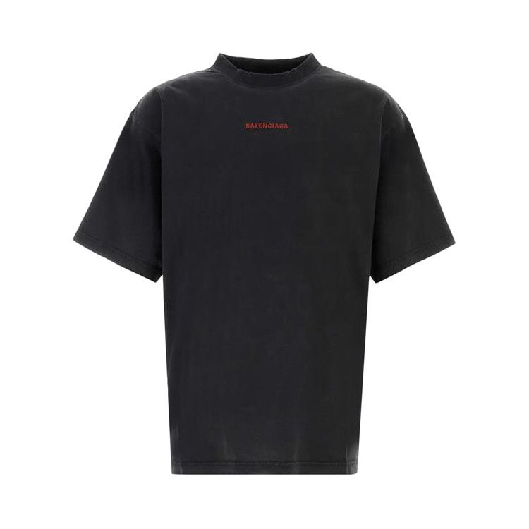 Balenciaga Medium Fit T-Shirt Faded Washed Black/Red