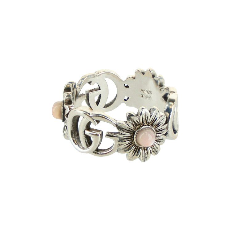 Gucci Gg Marmont Mother-Of-Pearl Ring Silver