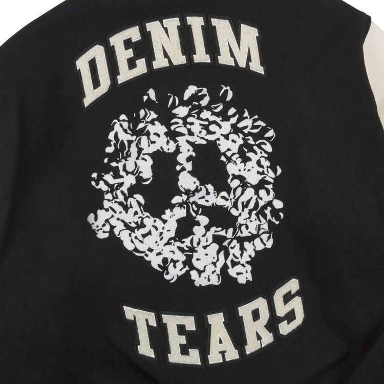 Buy Denim Tears Peace Wreath Varsity Jacket 'Black/White